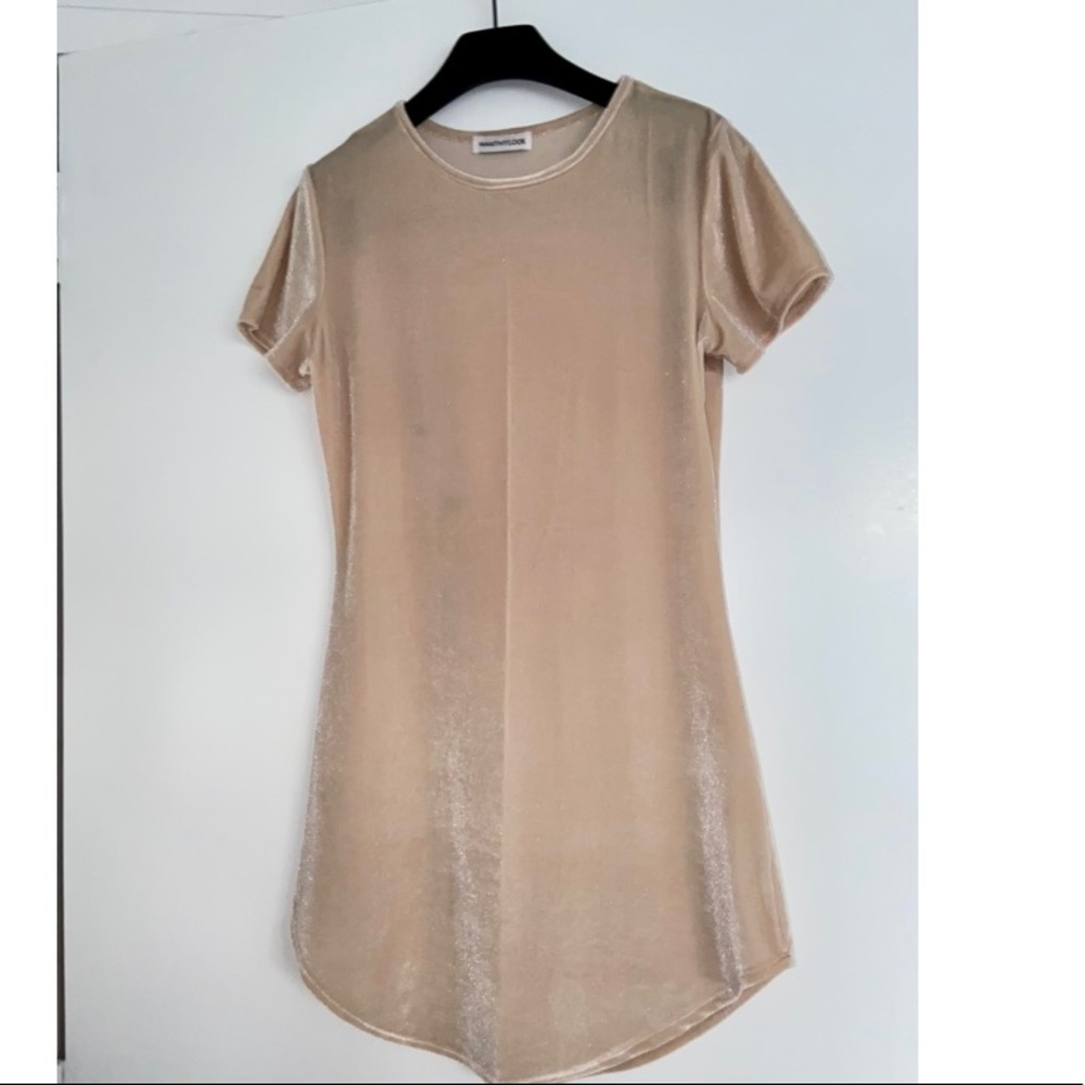 Cream Velvet Dress M Size WANTMYLOOK luxurious thick plush velvet No sheer new